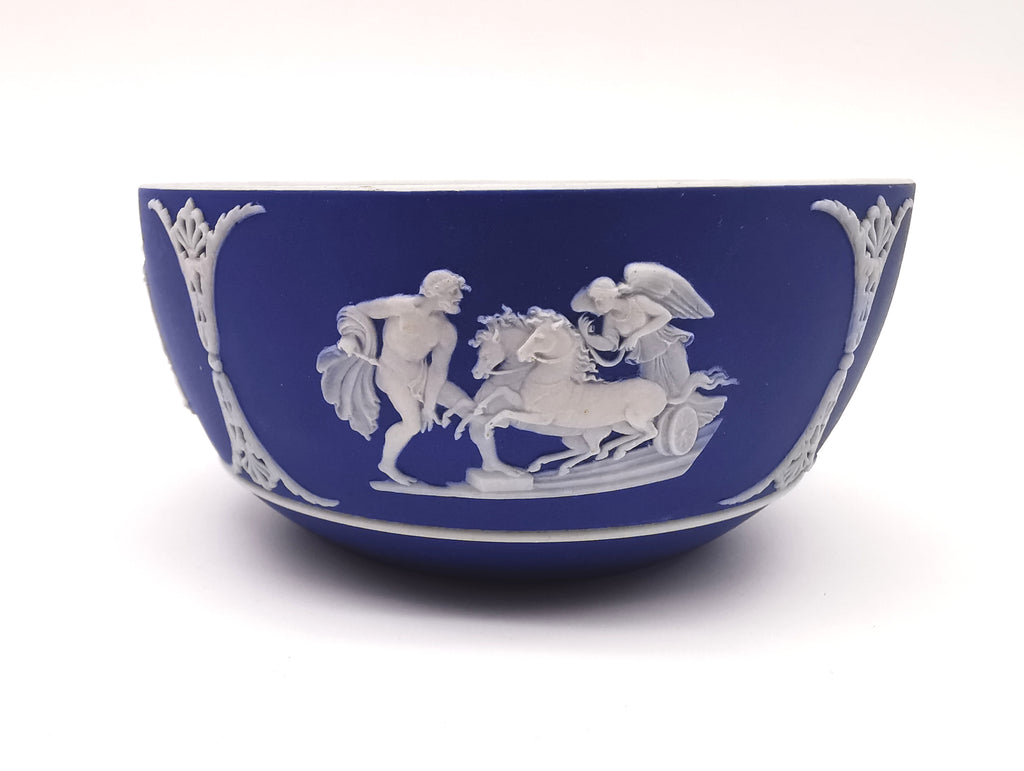 Antique Wedgwood Cobalt Blue Jasperware Small Bowl - 13cm Diameter (1888)