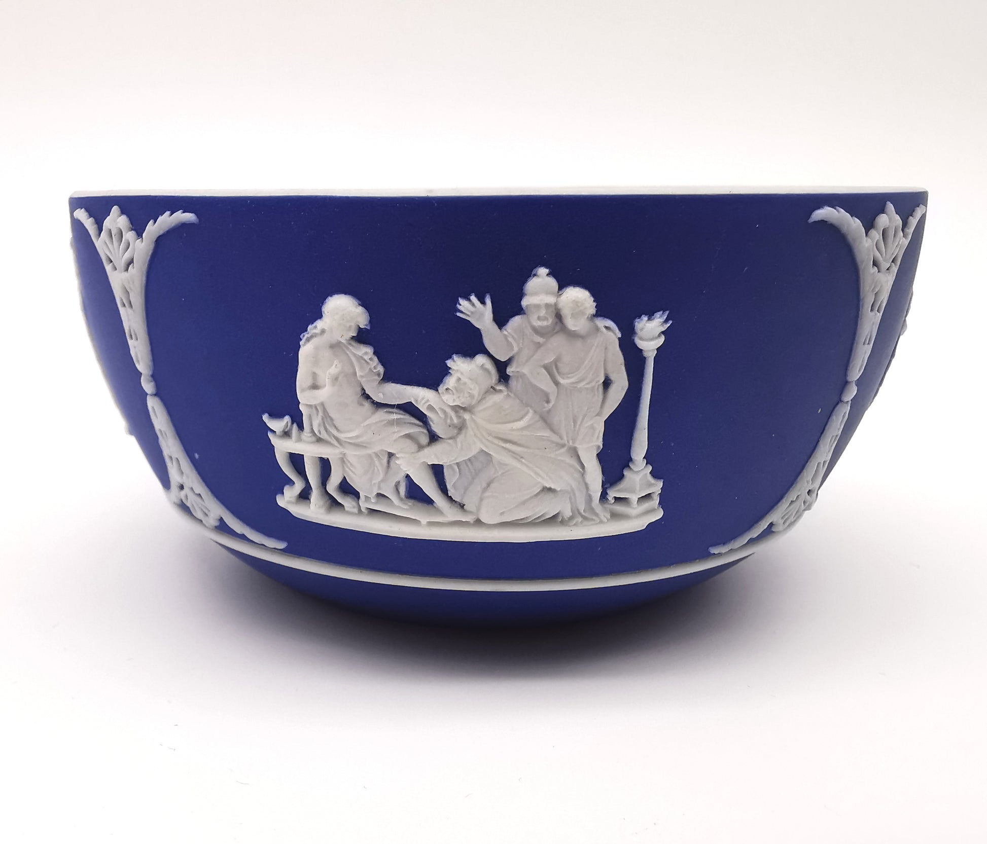 Antique Wedgwood Cobalt Blue Jasperware Small Bowl - 13cm Diameter (1888)
