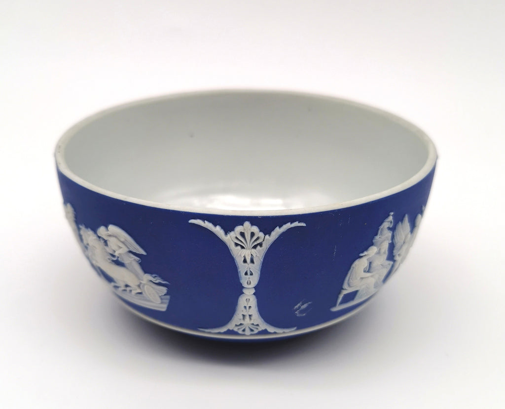 Antique Wedgwood Cobalt Blue Jasperware Small Bowl - 13cm Diameter (1888)