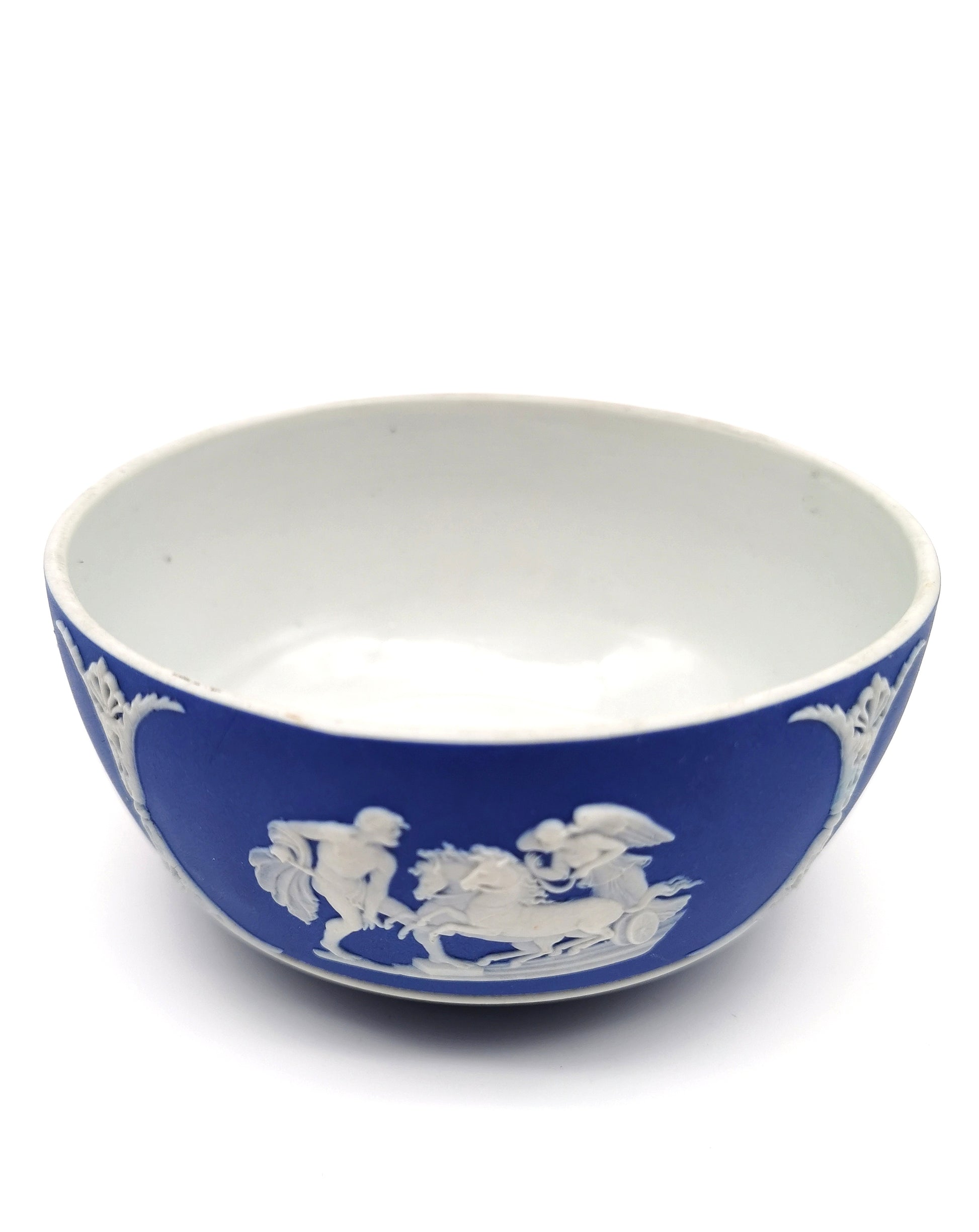 Antique Wedgwood Cobalt Blue Jasperware Small Bowl - 13cm Diameter (1888)