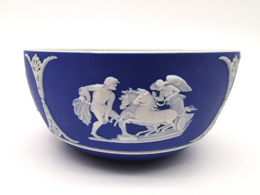 Antique Wedgwood Cobalt Blue Jasperware Small Bowl - 13cm Diameter (1888)