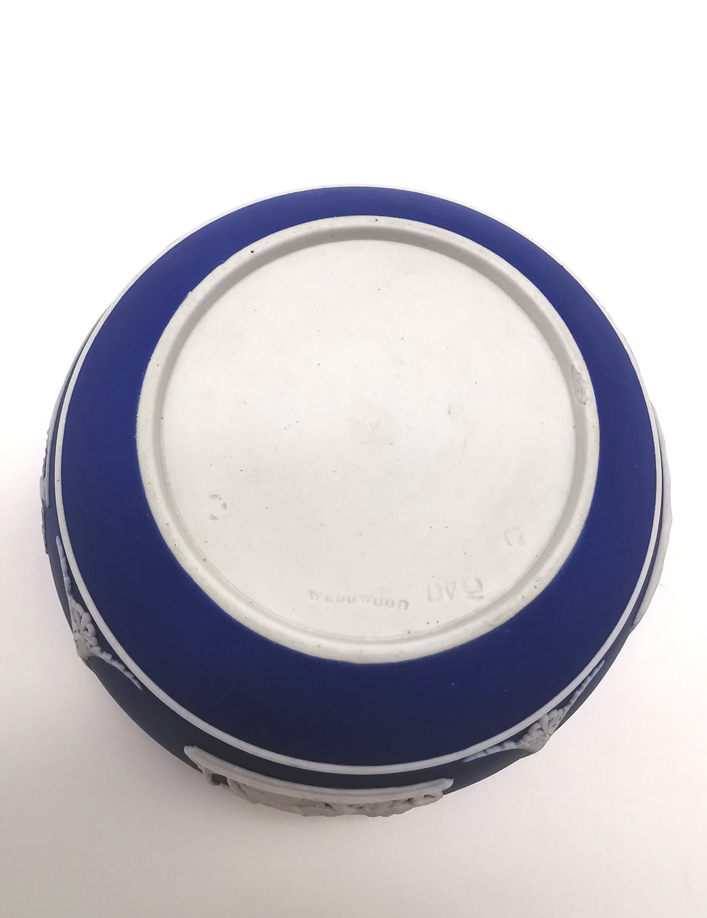 Antique Wedgwood Cobalt Blue Jasperware Small Bowl - 13cm Diameter (1888)