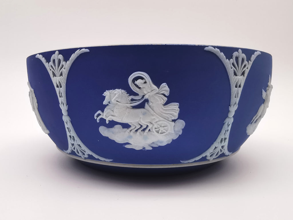 Vintage/Antique Wedgwood Cobalt Blue Jasperware Large Bowl - 19.5cm Diameter