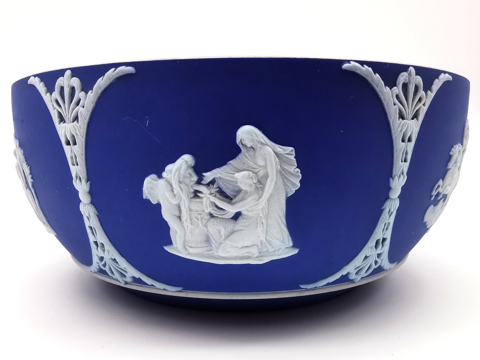 Vintage/Antique Wedgwood Cobalt Blue Jasperware Large Bowl - 19.5cm Diameter