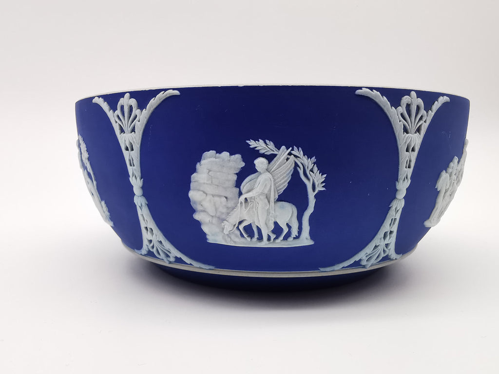 Vintage/Antique Wedgwood Cobalt Blue Jasperware Large Bowl - 19.5cm Diameter