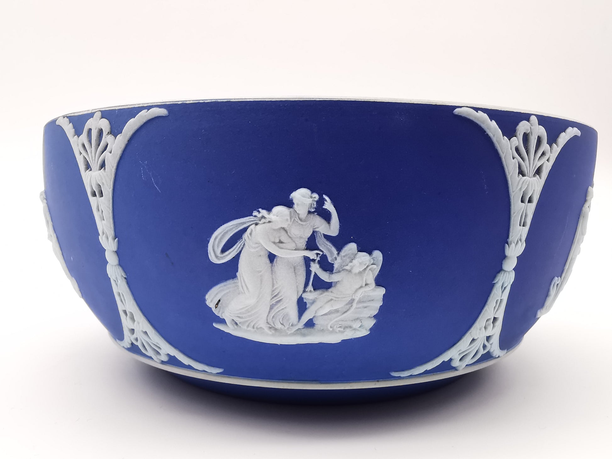 Vintage/Antique Wedgwood Cobalt Blue Jasperware Large Bowl - 19.5cm Diameter