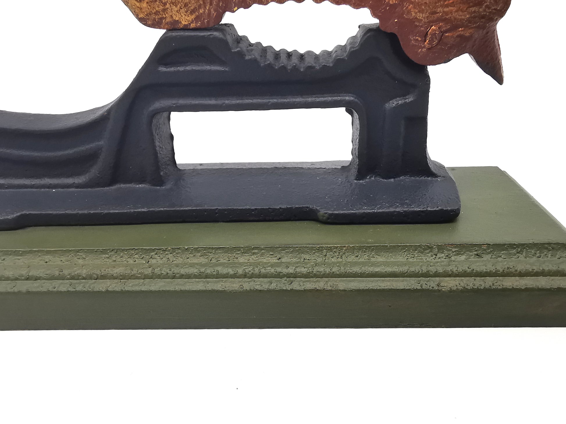 Restored Vintage Cast Iron Squirrel Nutcracker – Hand-Painted, Matt Varnished on Wood Base