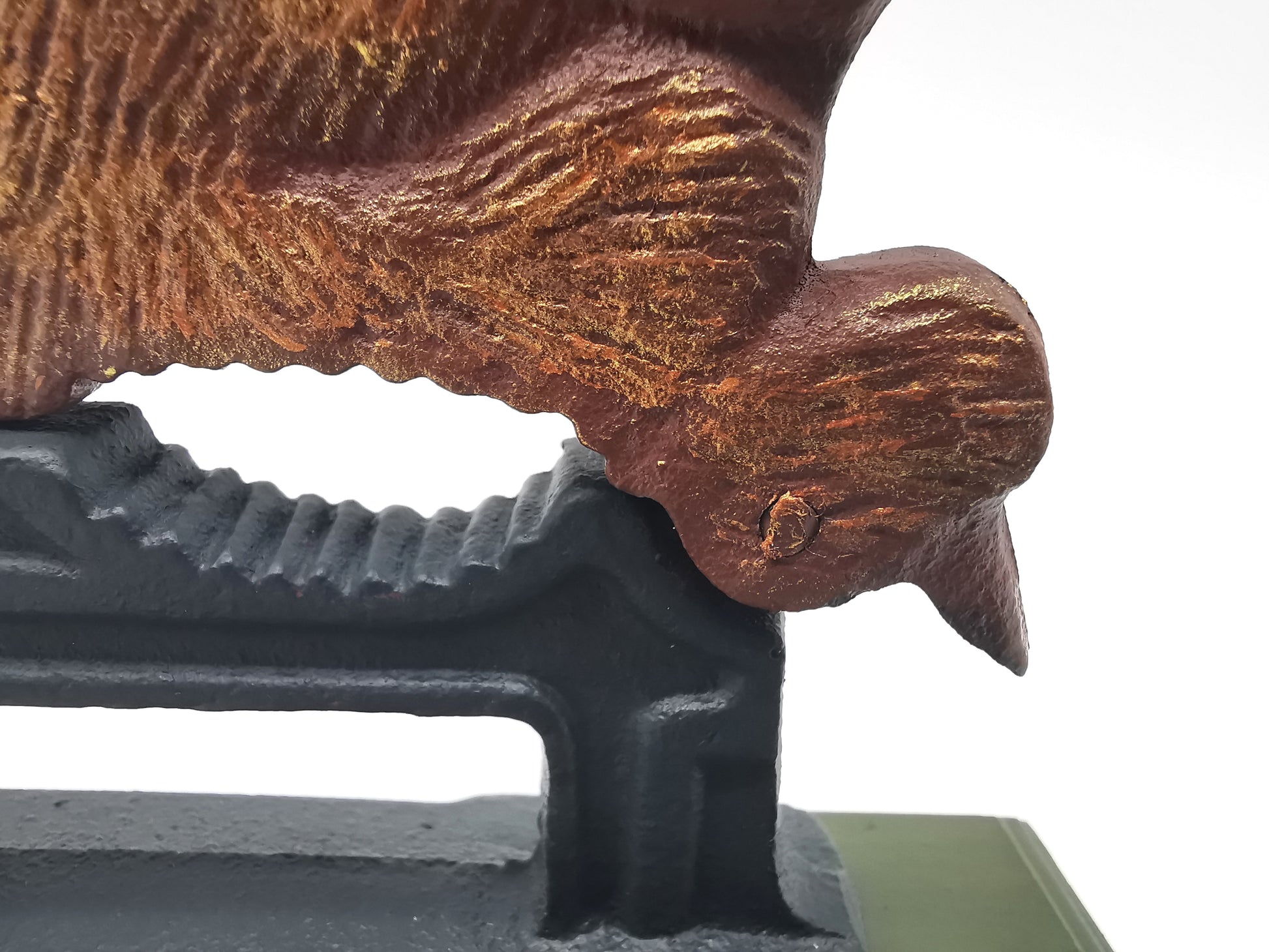 Restored Vintage Cast Iron Squirrel Nutcracker – Hand-Painted, Matt Varnished on Wood Base