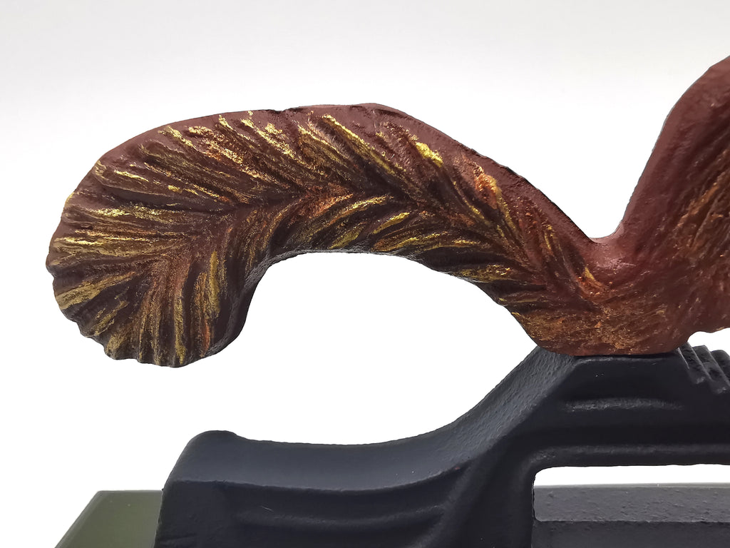 Restored Vintage Cast Iron Squirrel Nutcracker – Hand-Painted, Matt Varnished on Wood Base
