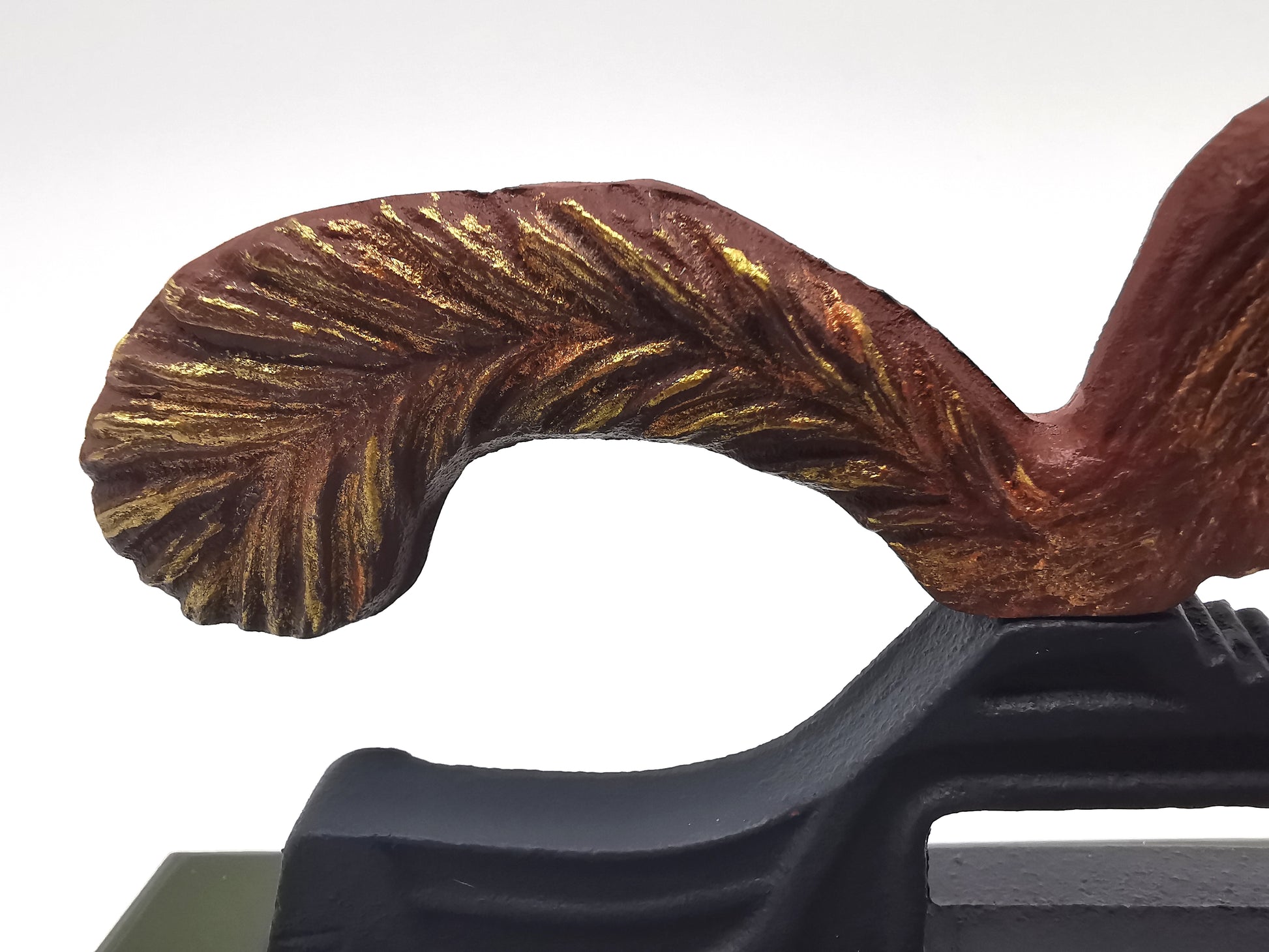 Restored Vintage Cast Iron Squirrel Nutcracker – Hand-Painted, Matt Varnished on Wood Base