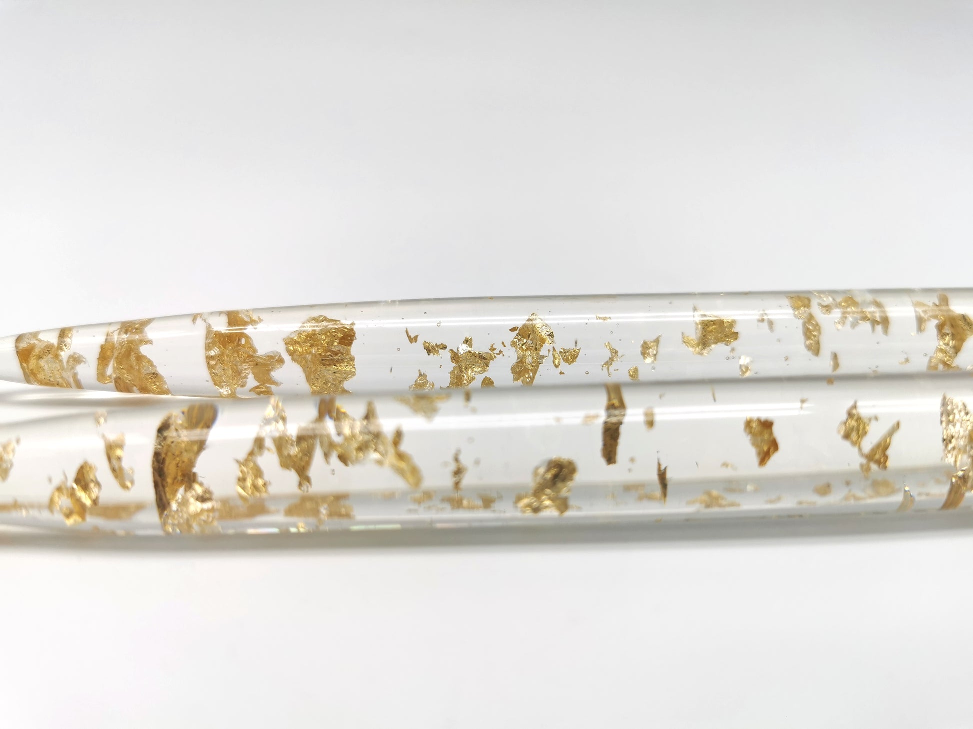 Vintage Nachtmann Lucite Taper Candles /Mid-Century Clear Acrylic & Gold Flake Decorative Candles - Pair