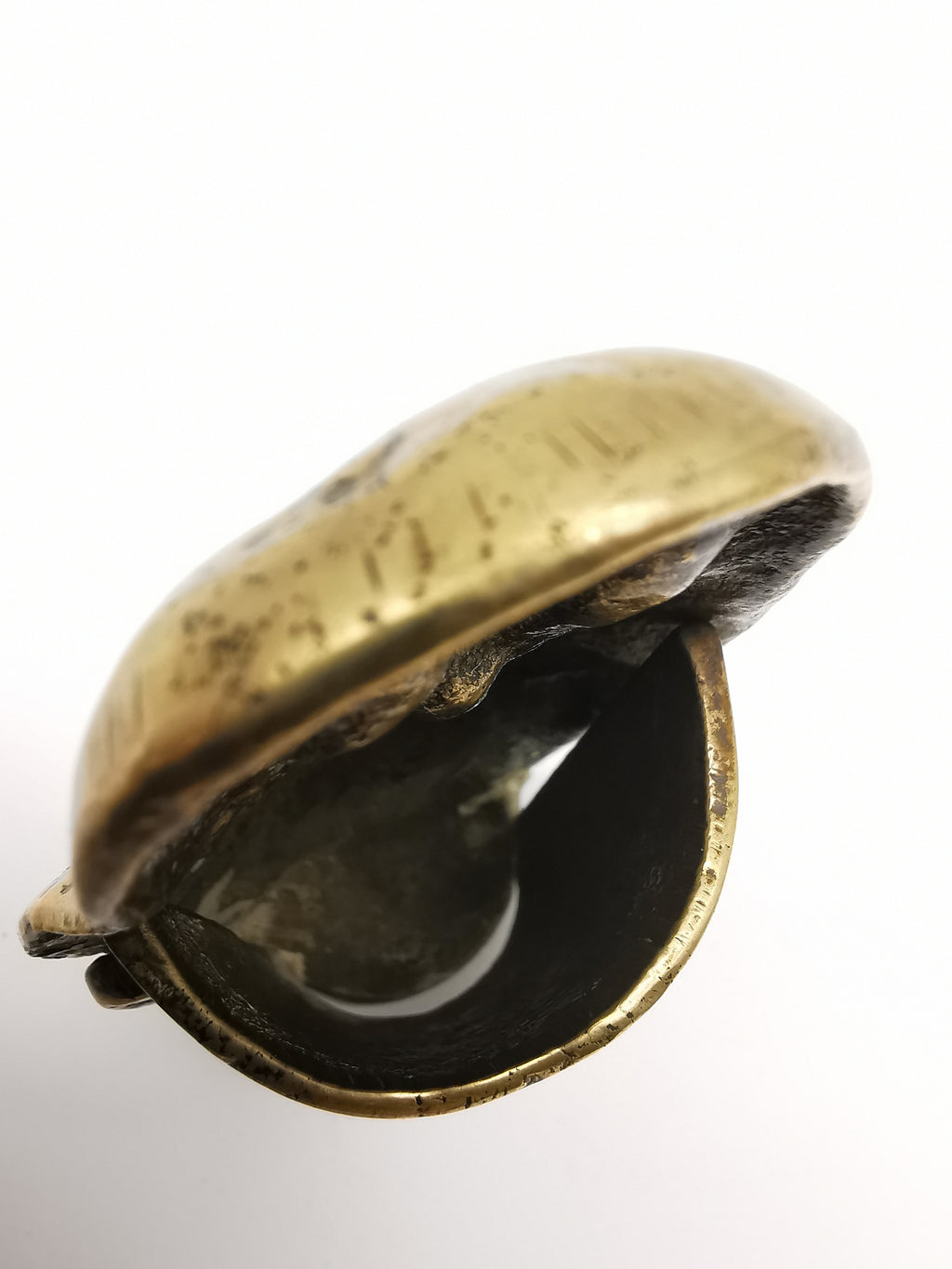 Antique Victorian Brass Owl Vesta Spill Holder - Match Pot Figurine with Green Glass Eyes