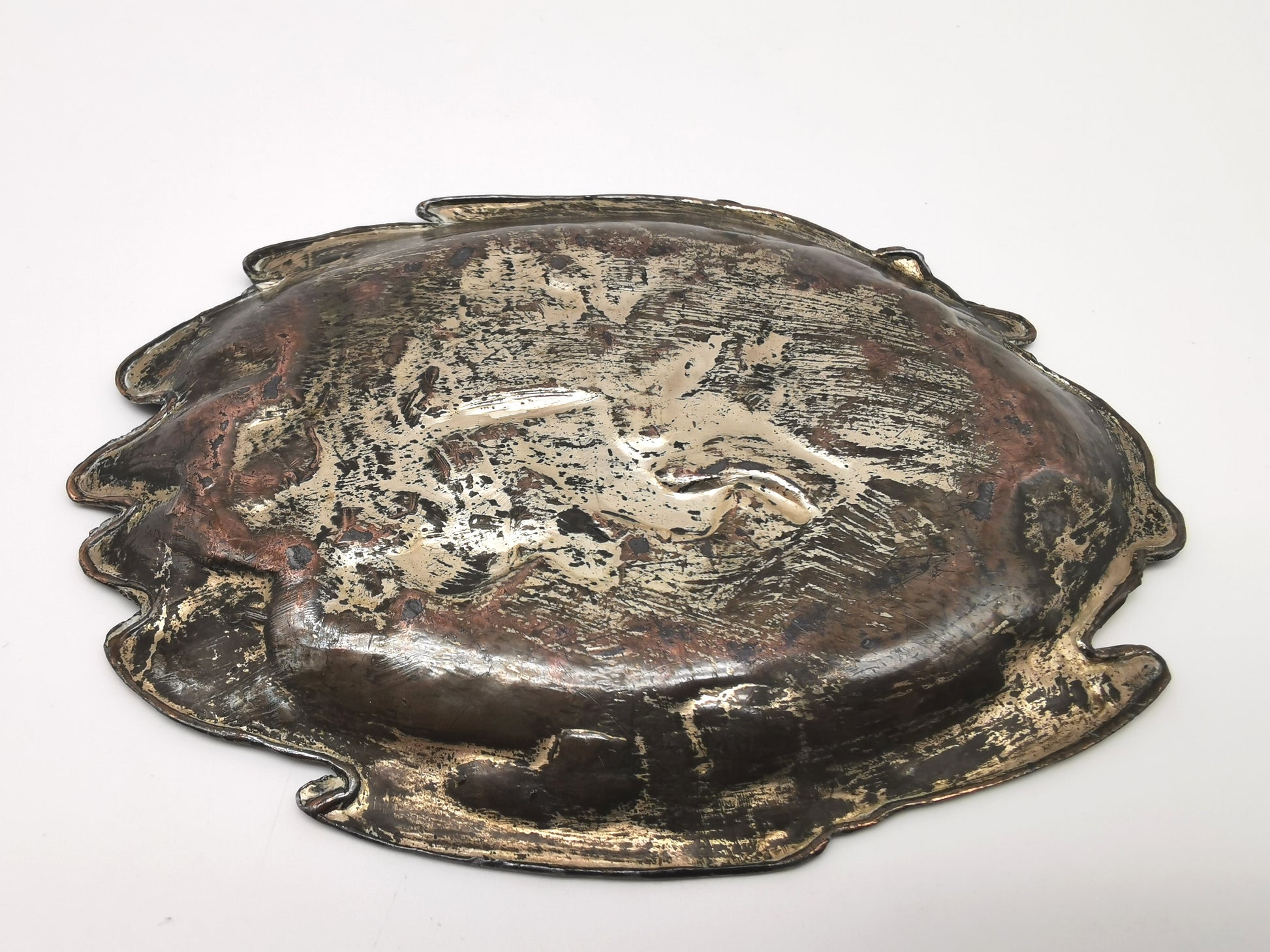 Antique Meiji/Taishō Japanese Antimony Trinket Tray – Cranes and Iris Relief