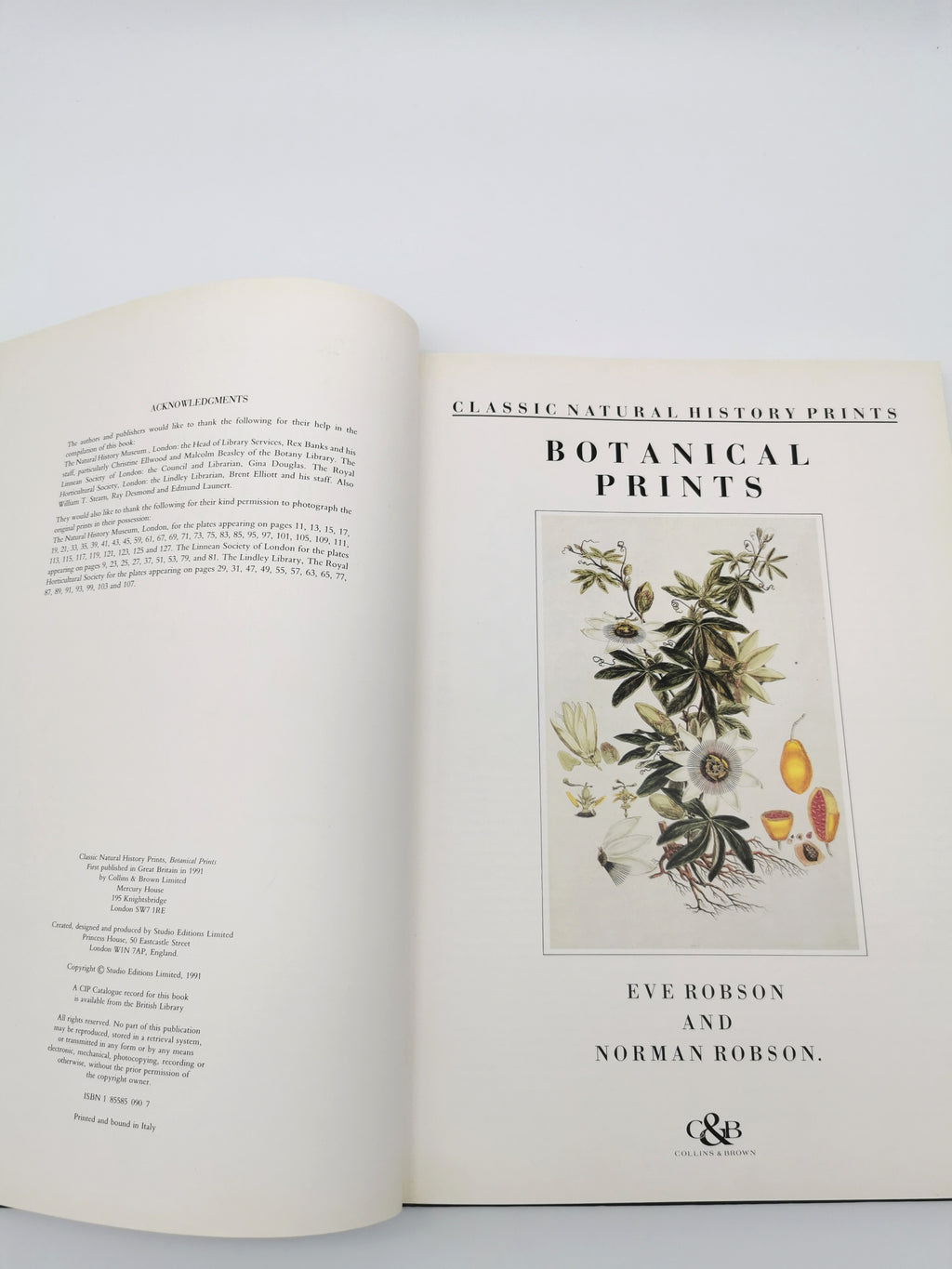 Botanical Prints Large Folio Hardback Book – Eve and Norman Robson (Classic Natural History Prints), Vintage 1991