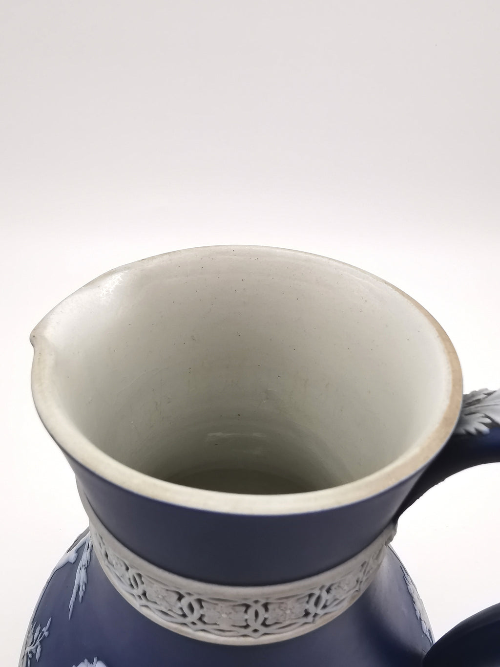 Antique Victorian Wedgwood Glazed Dark Blue Jasperware Etruscan Jug