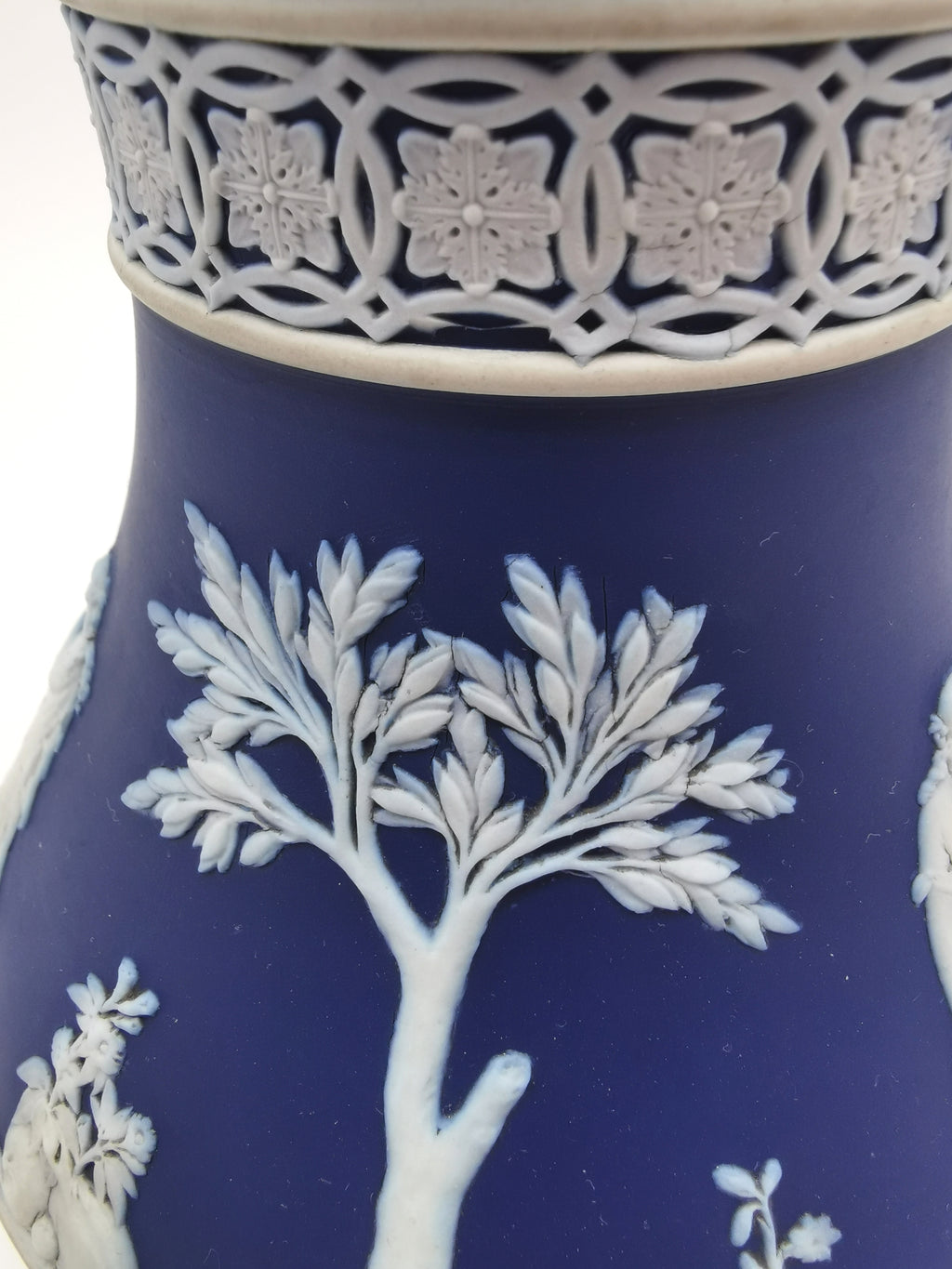 Antique Victorian Wedgwood Glazed Dark Blue Jasperware Etruscan Jug