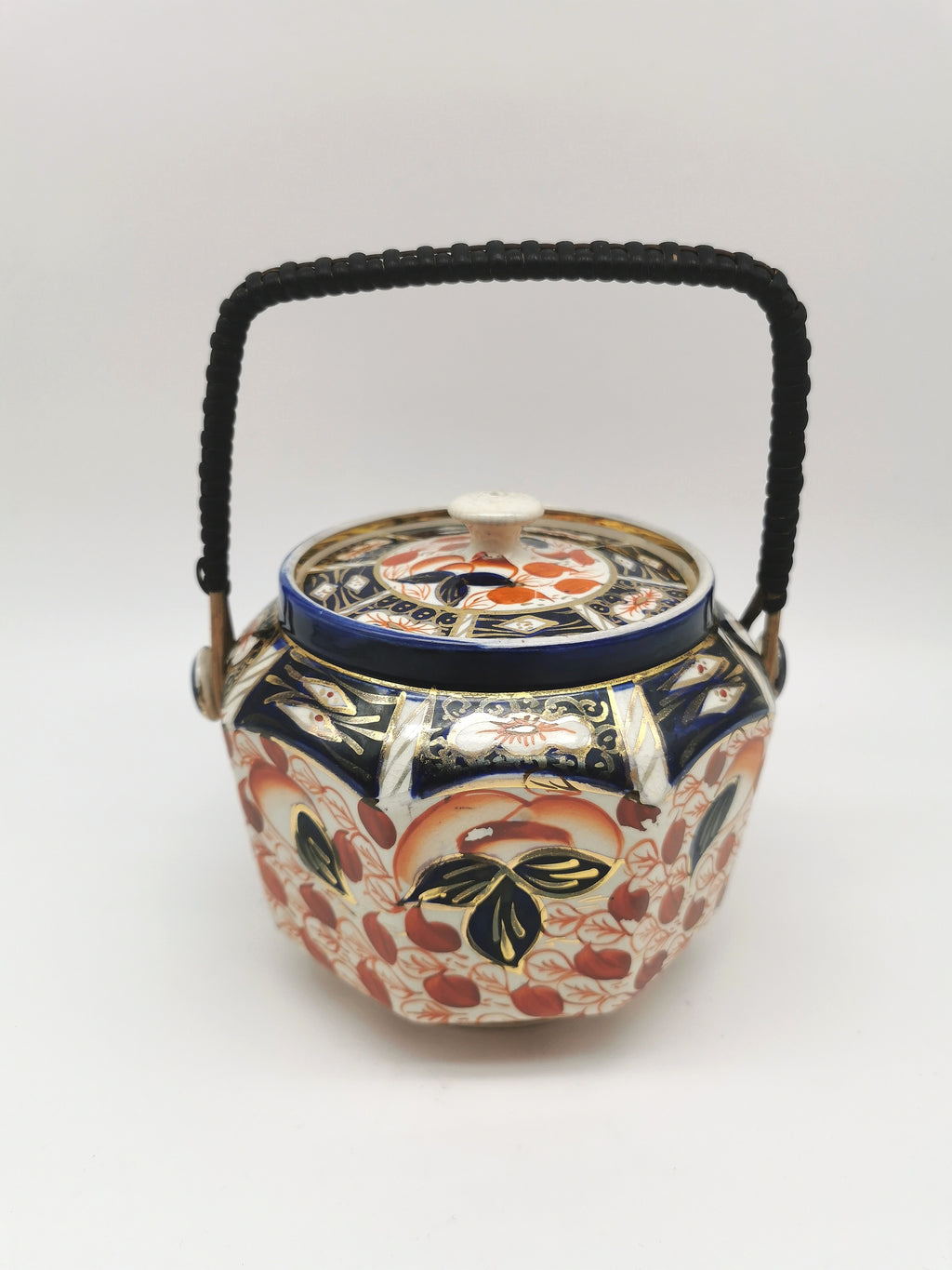 Vintage Arthur Wood Staffordshire Imari Octagonal Biscuit Barrel / Cookie Jar