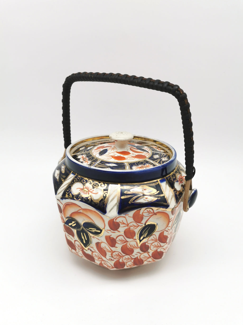 Vintage Arthur Wood Staffordshire Imari Octagonal Biscuit Barrel / Cookie Jar