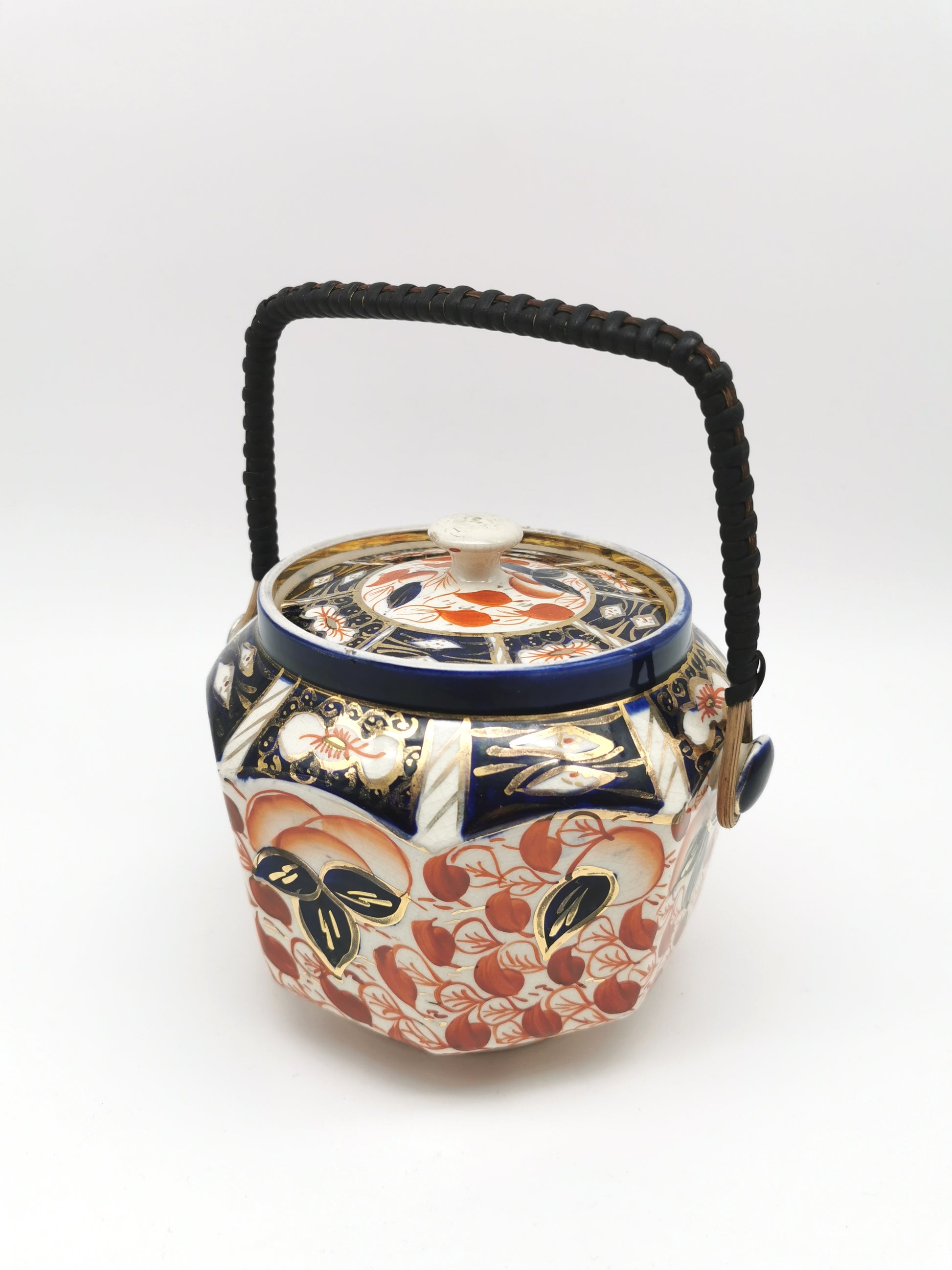 Vintage Arthur Wood Staffordshire Imari Octagonal Biscuit Barrel / Cookie Jar