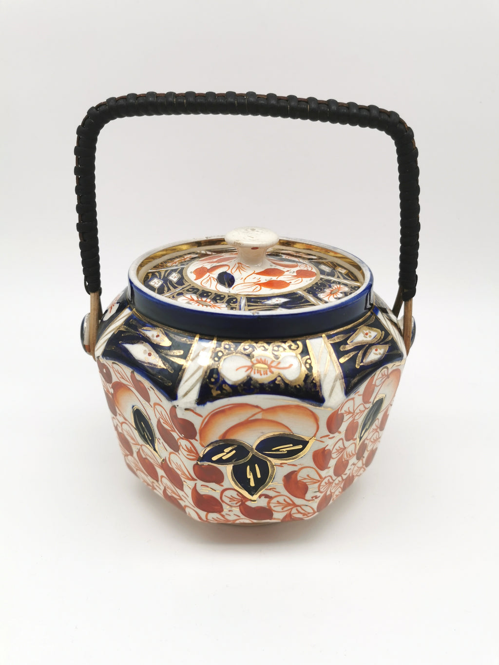 Vintage Arthur Wood Staffordshire Imari Octagonal Biscuit Barrel / Cookie Jar