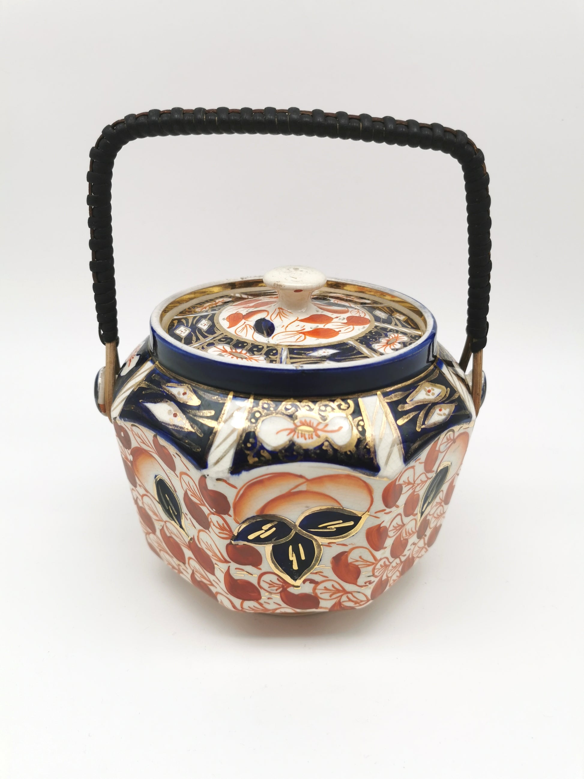 Vintage Arthur Wood Staffordshire Imari Octagonal Biscuit Barrel / Cookie Jar