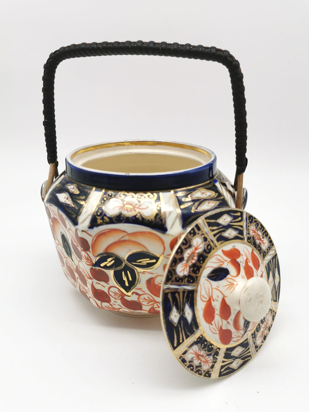 Vintage Arthur Wood Staffordshire Imari Octagonal Biscuit Barrel / Cookie Jar