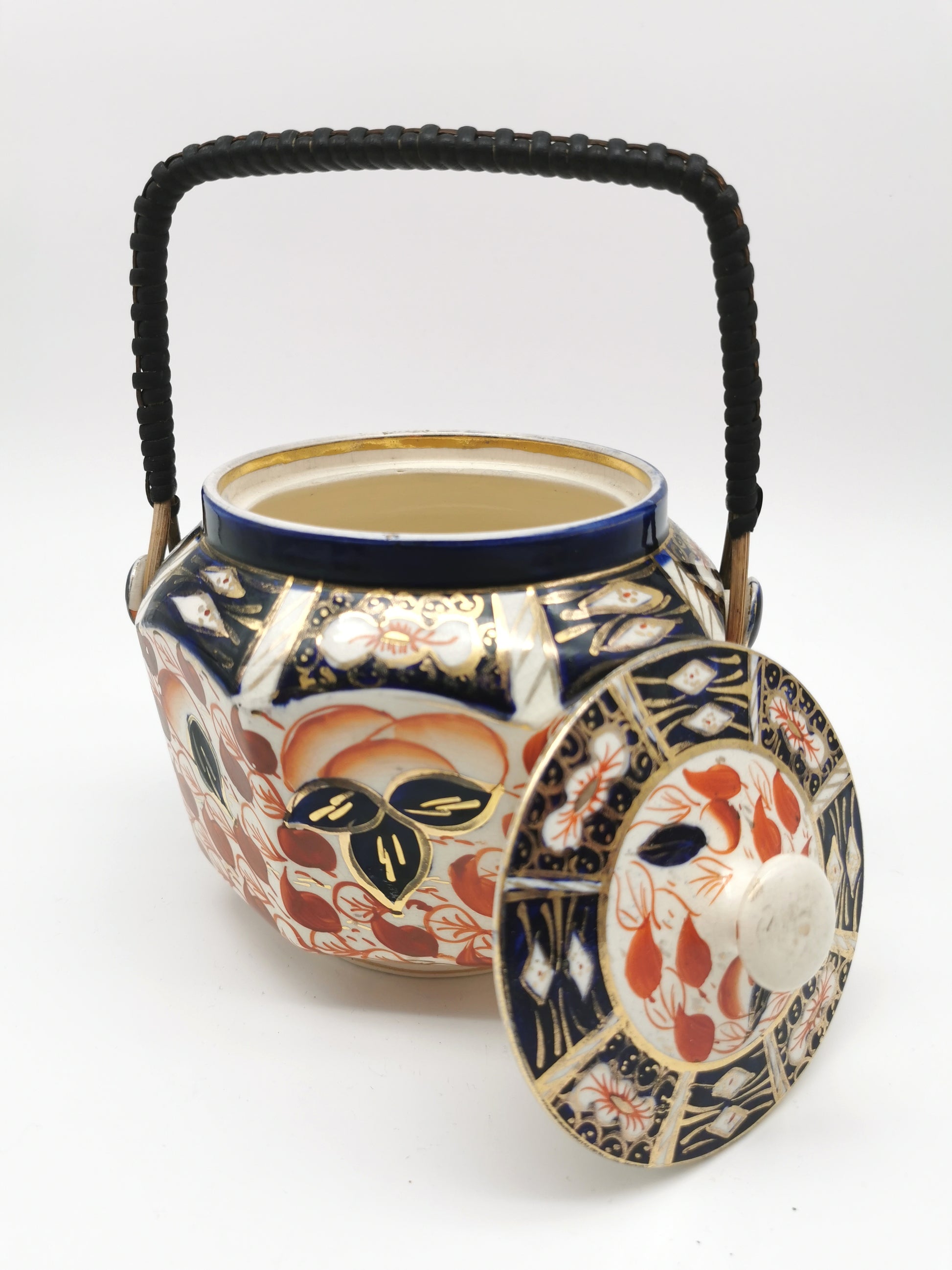 Vintage Arthur Wood Staffordshire Imari Octagonal Biscuit Barrel / Cookie Jar