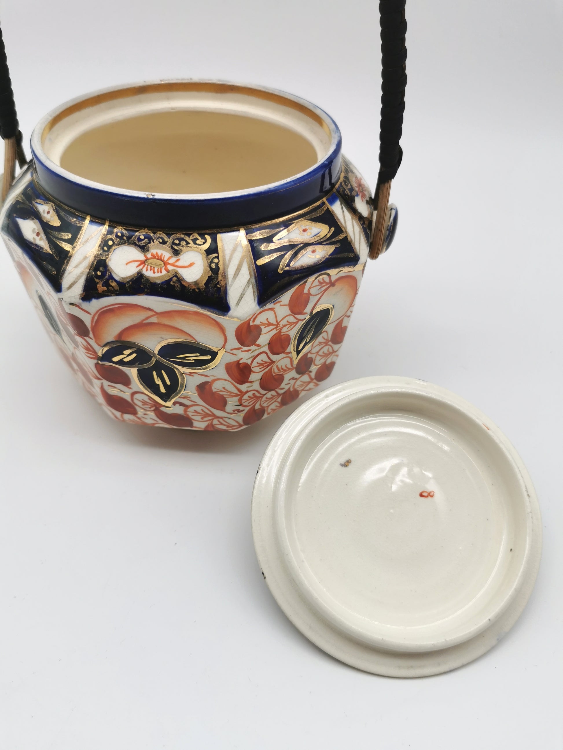 Vintage Arthur Wood Staffordshire Imari Octagonal Biscuit Barrel / Cookie Jar