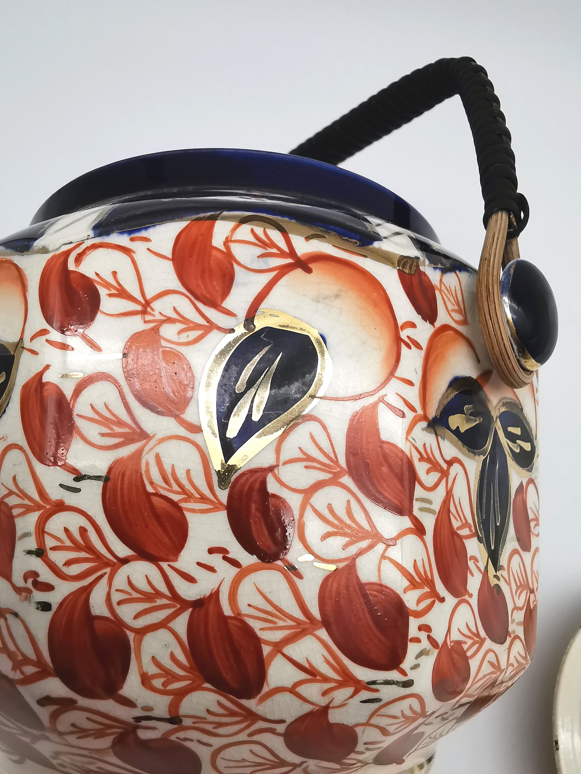 Vintage Arthur Wood Staffordshire Imari Octagonal Biscuit Barrel / Cookie Jar