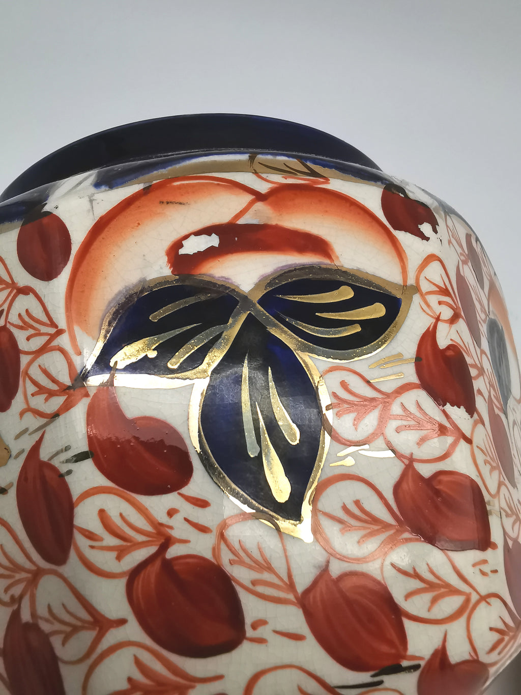 Vintage Arthur Wood Staffordshire Imari Octagonal Biscuit Barrel / Cookie Jar