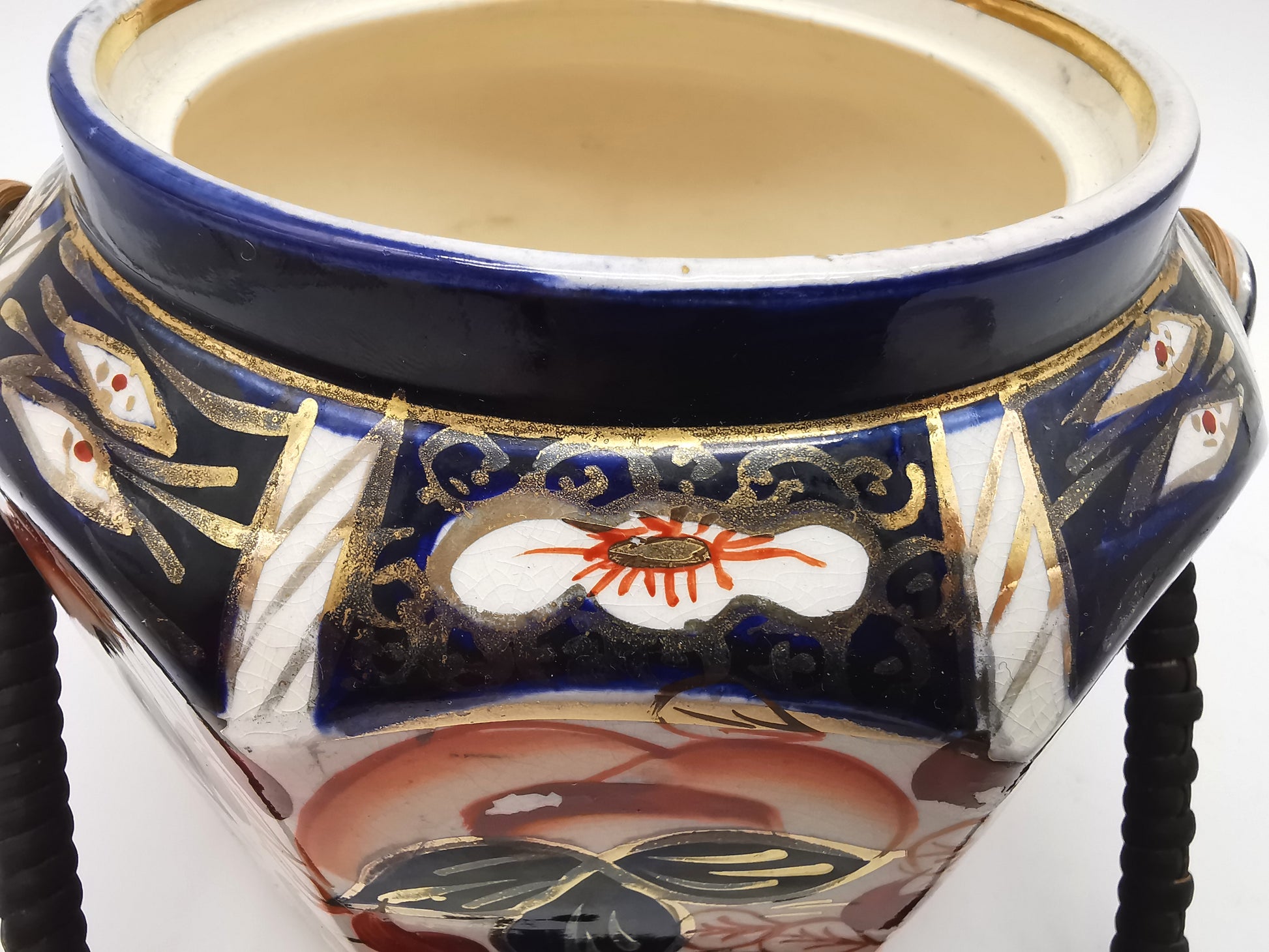 Vintage Arthur Wood Staffordshire Imari Octagonal Biscuit Barrel / Cookie Jar