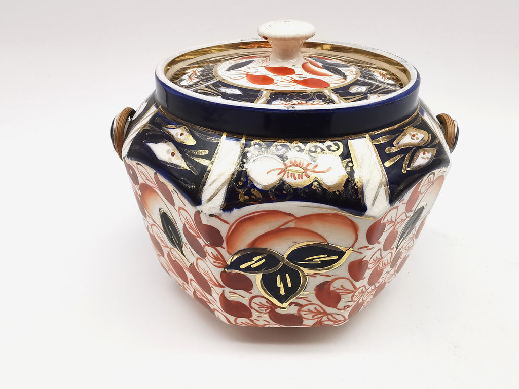 Vintage Arthur Wood Staffordshire Imari Octagonal Biscuit Barrel / Cookie Jar
