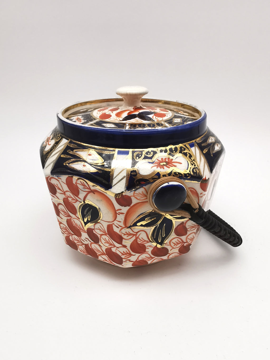 Vintage Arthur Wood Staffordshire Imari Octagonal Biscuit Barrel / Cookie Jar