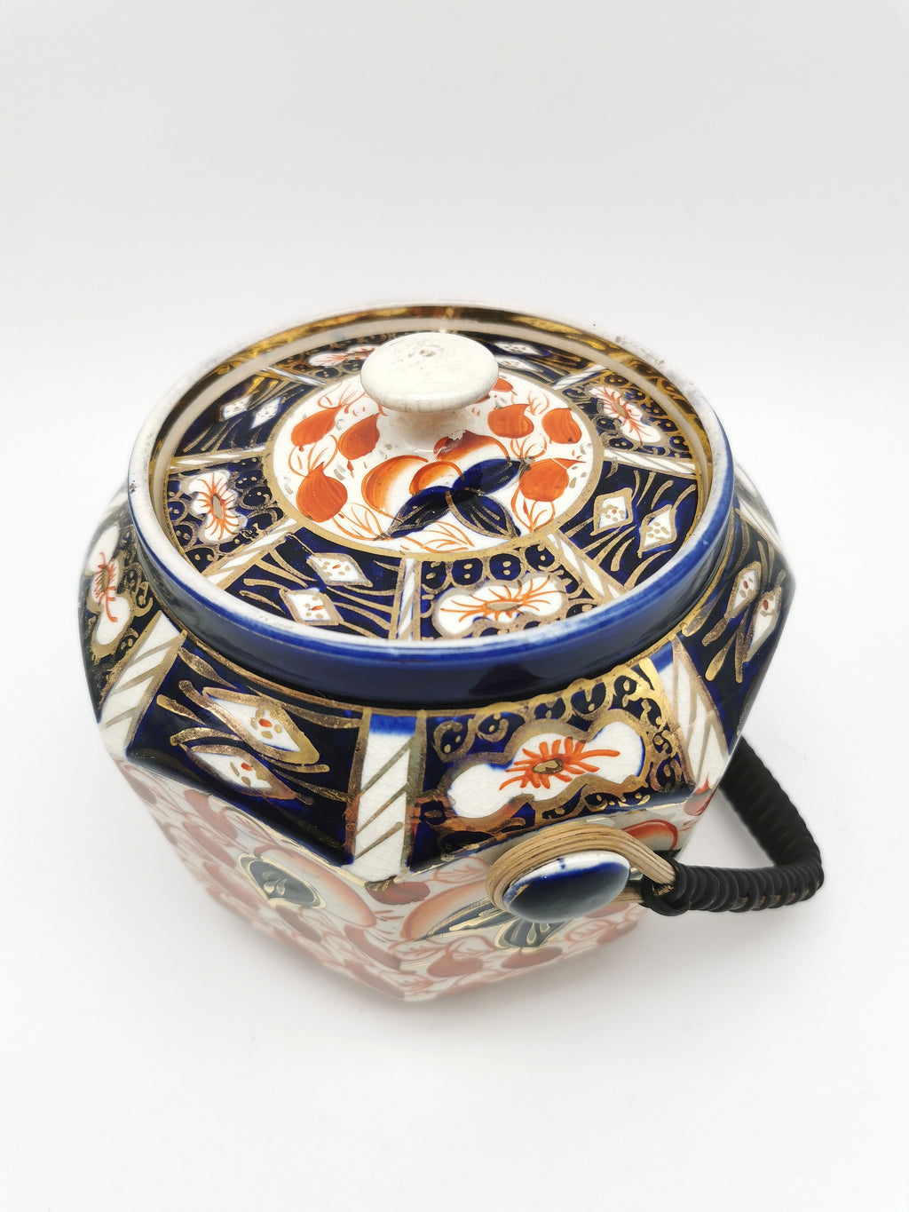 Vintage Arthur Wood Staffordshire Imari Octagonal Biscuit Barrel / Cookie Jar