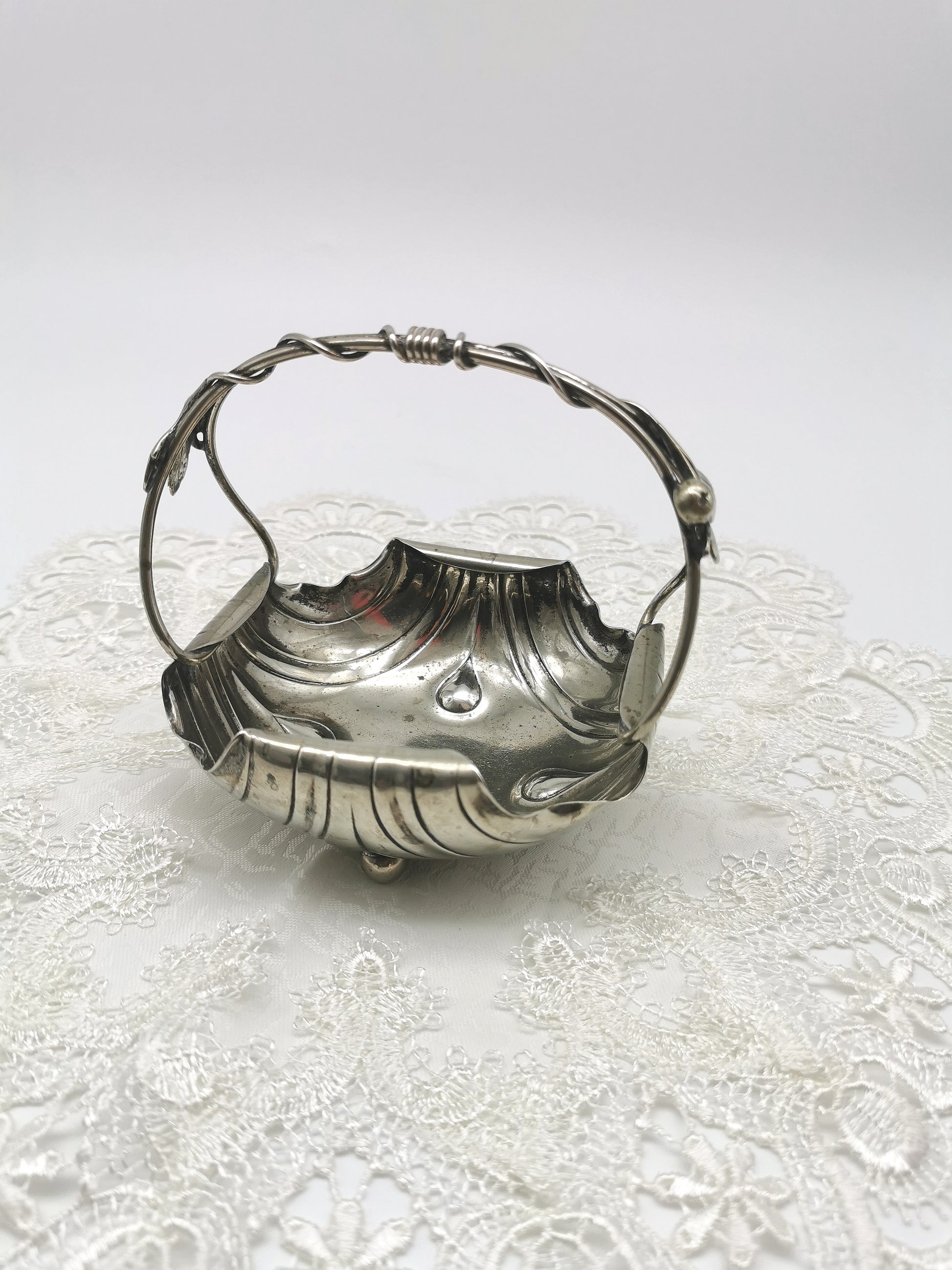 Antique WMF Art Nouveau Silver Plated Bonbon Basket – Vine & Berry Handle