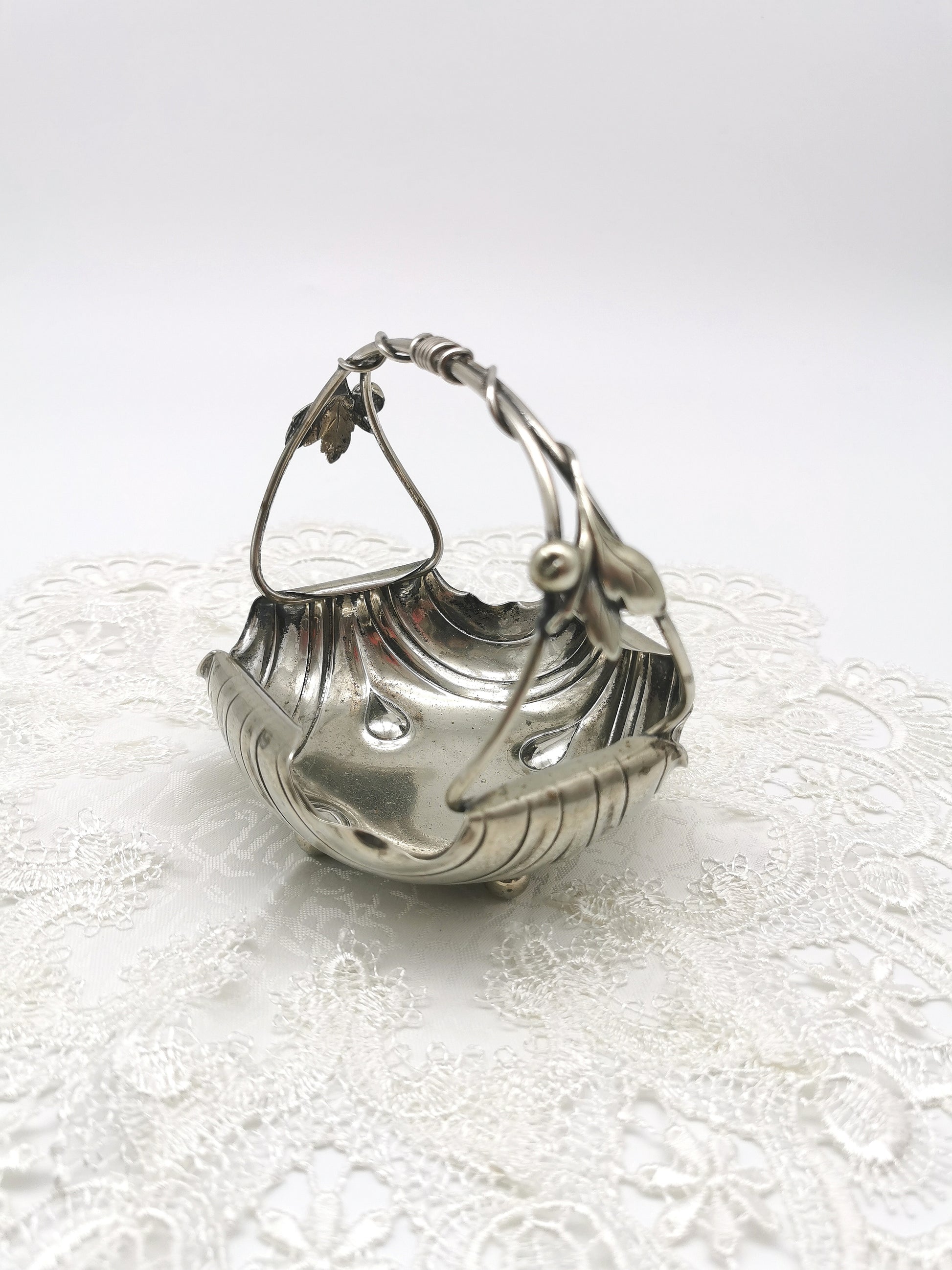 Antique WMF Art Nouveau Silver Plated Bonbon Basket – Vine & Berry Handle