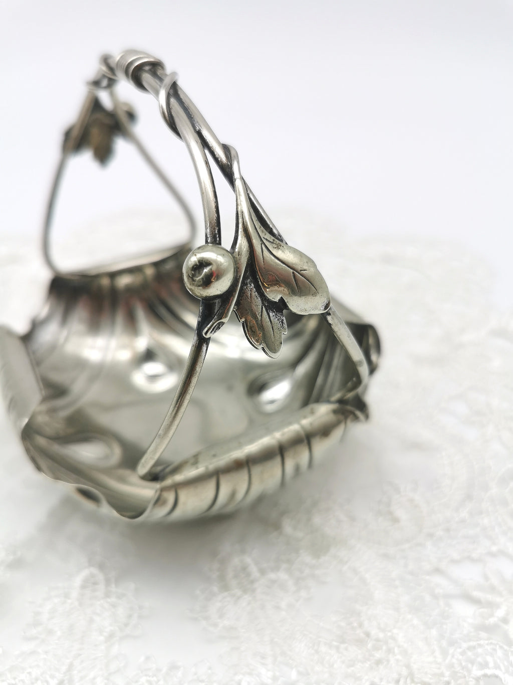 Antique WMF Art Nouveau Silver Plated Bonbon Basket – Vine & Berry Handle