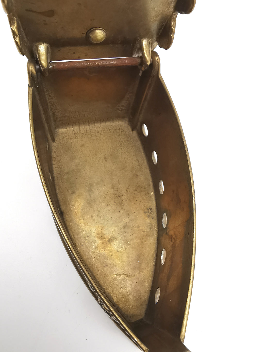 Vintage Ornate Brass Charcoal Iron - Rose & Star Relief