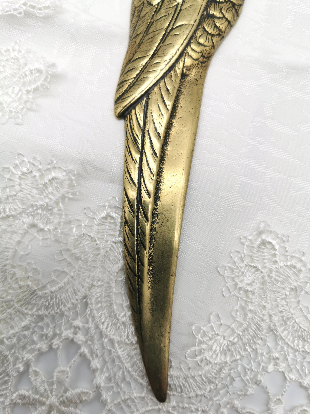 Vintage Solid Brass Parrot Letter Opener - Tropical Bird Desk Accessory (20cm)