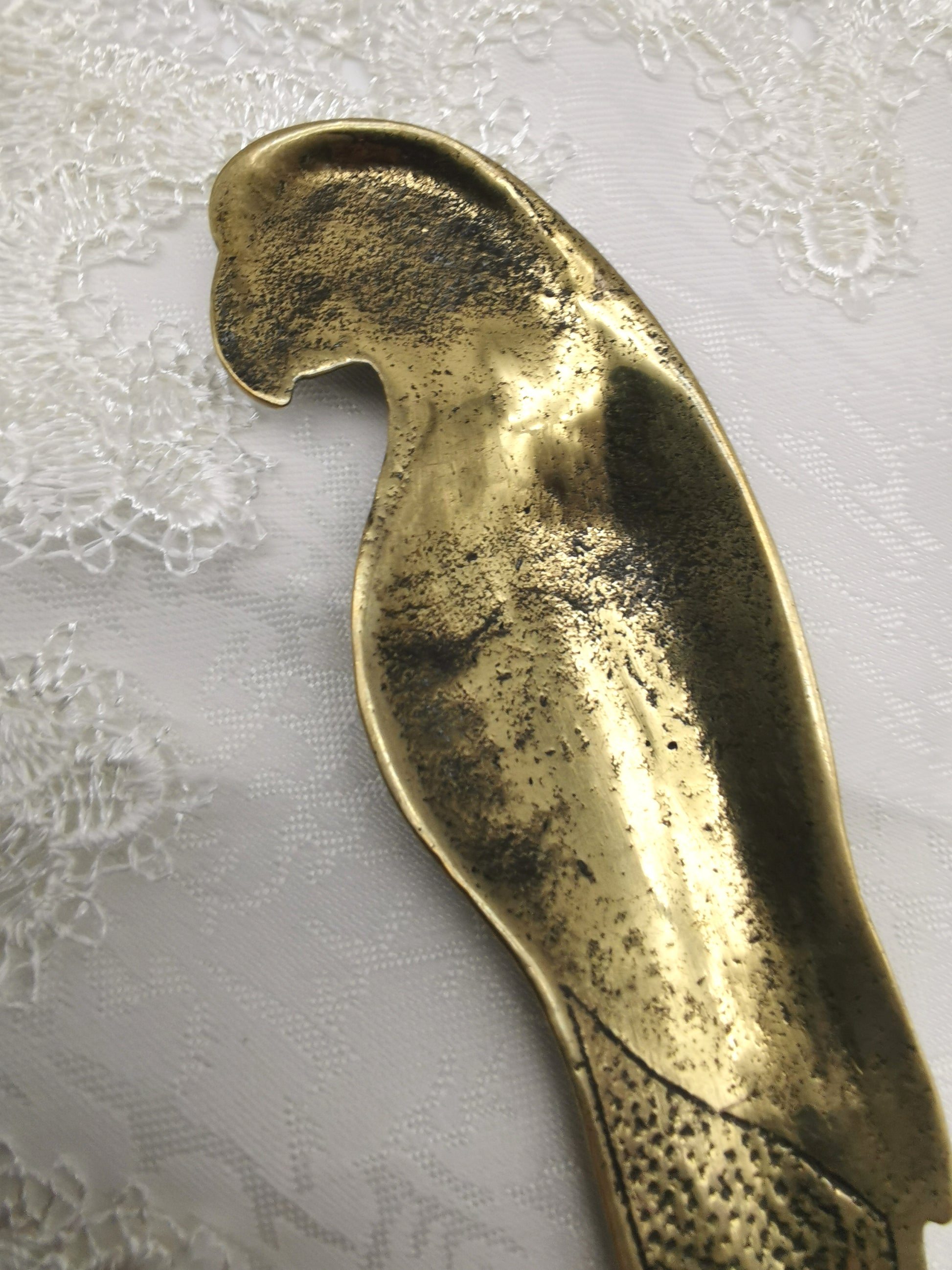 Vintage Solid Brass Parrot Letter Opener - Tropical Bird Desk Accessory (20cm)