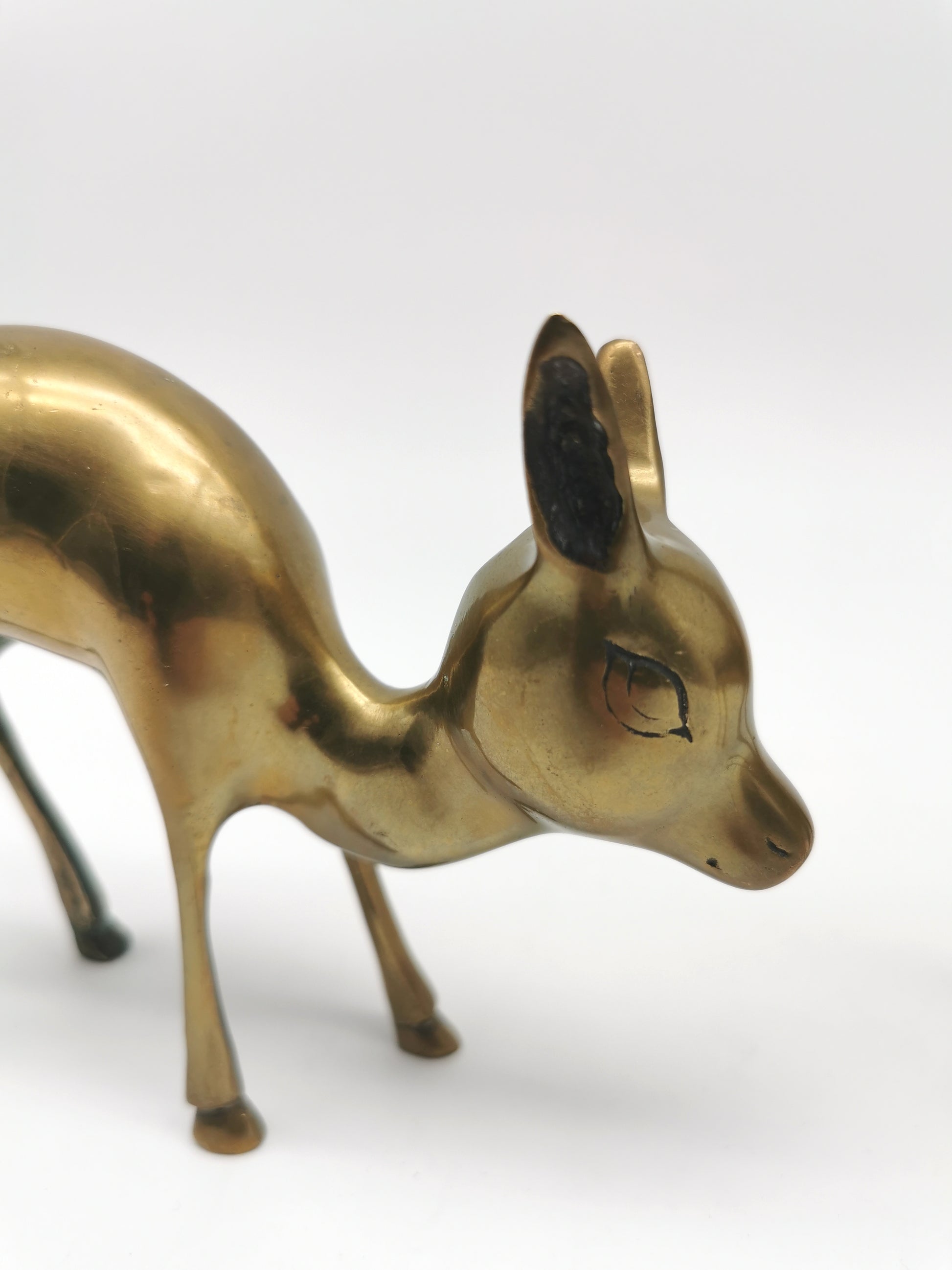 Pair of Brass Deer Figurines- Bambi Style Doe and Fawn