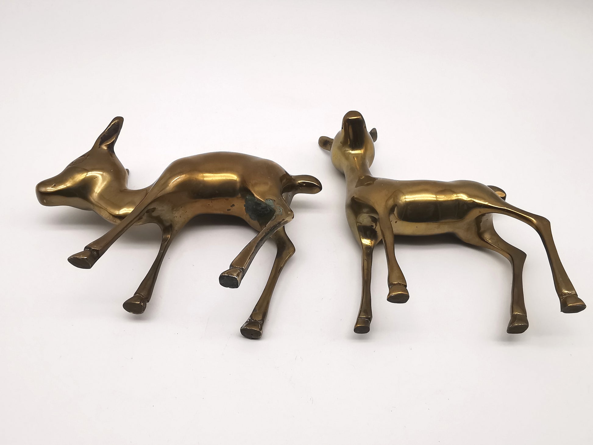 Pair of Brass Deer Figurines- Bambi Style Doe and Fawn