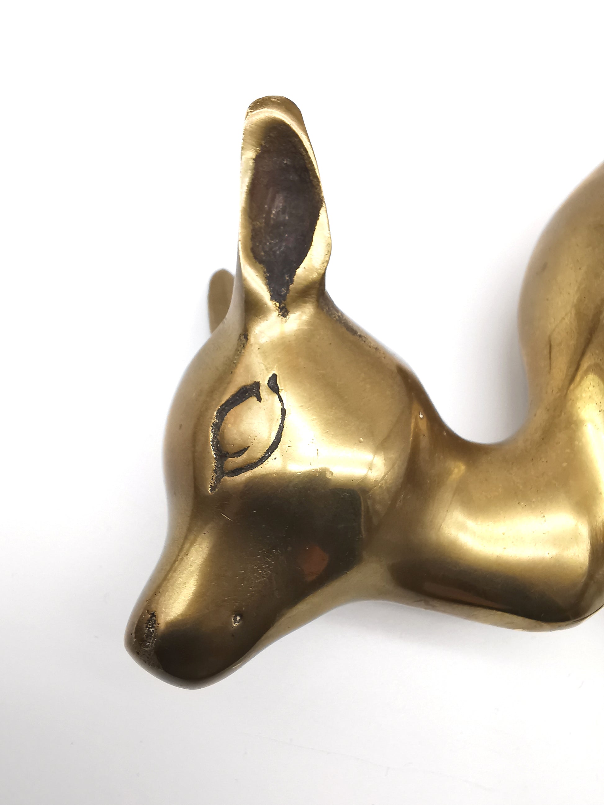 Pair of Brass Deer Figurines- Bambi Style Doe and Fawn