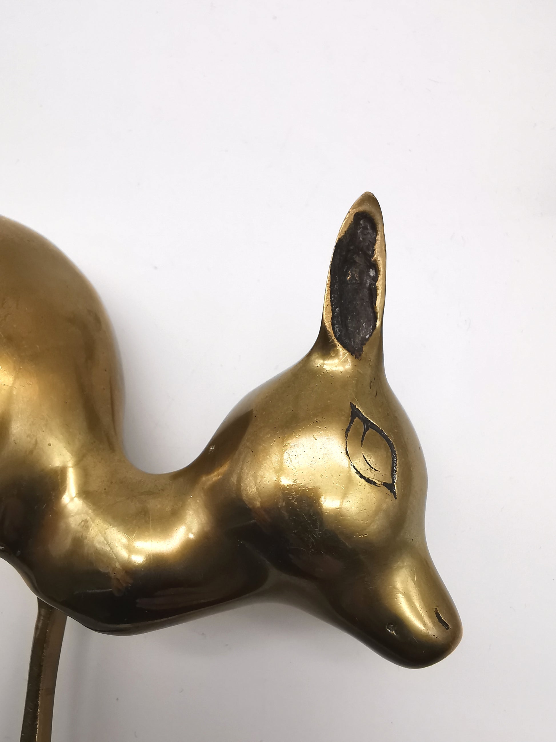 Pair of Brass Deer Figurines- Bambi Style Doe and Fawn