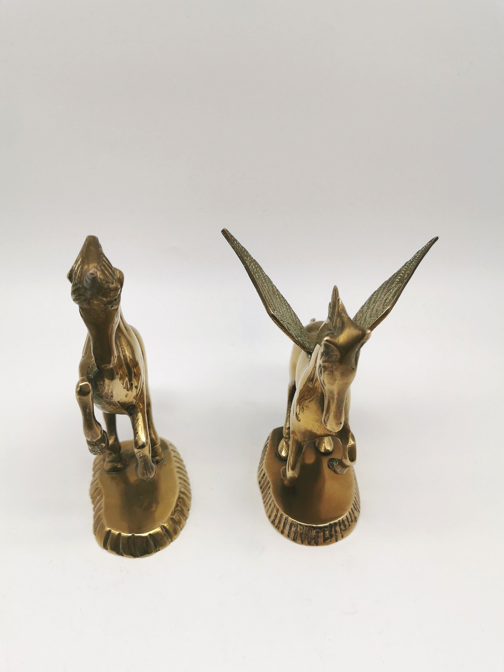 Vintage Brass Unicorn and Flying Pegasus Figurines, Mythical Creatures Set