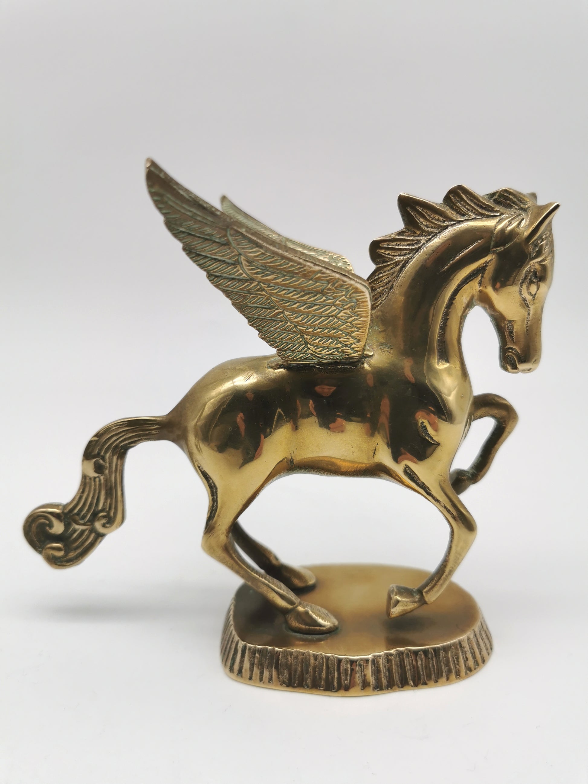 Vintage Brass Unicorn and Flying Pegasus Figurines, Mythical Creatures Set