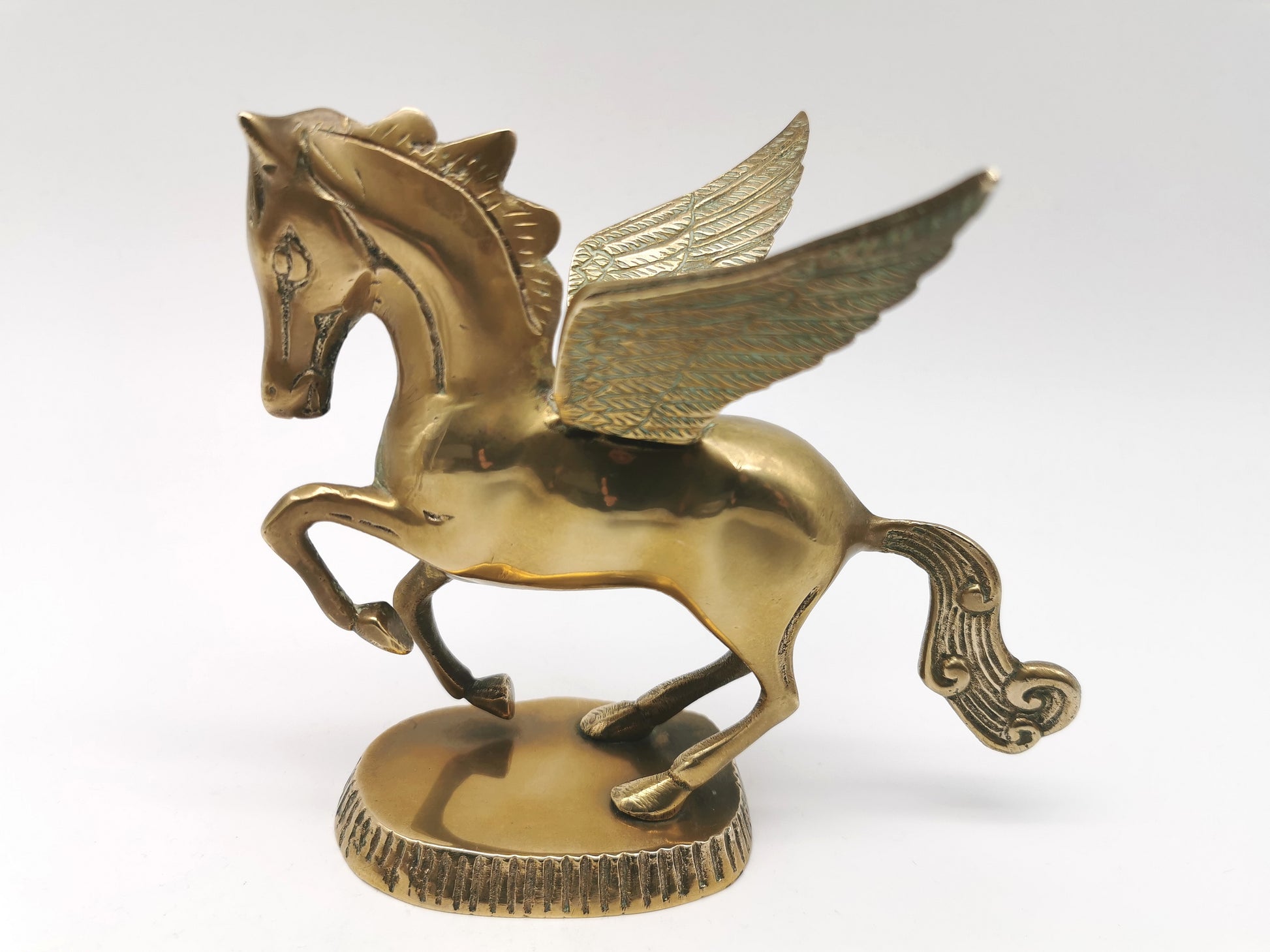 Vintage Brass Unicorn and Flying Pegasus Figurines, Mythical Creatures Set