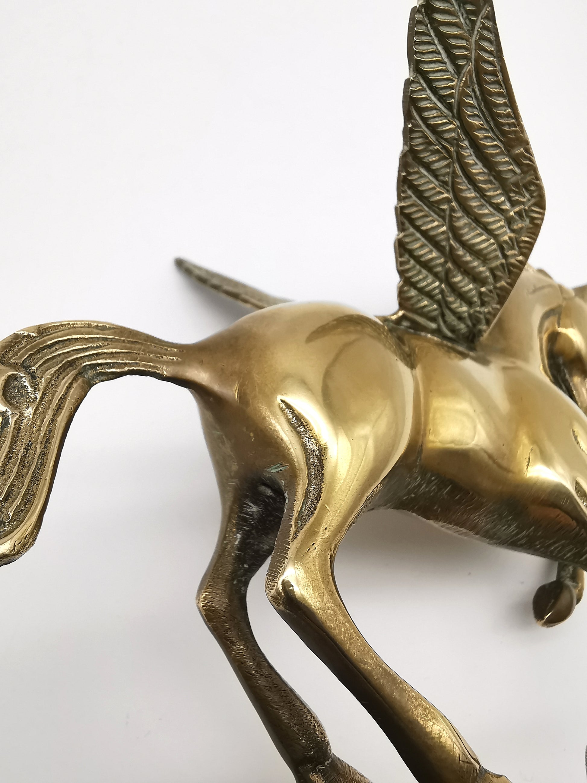 Vintage Brass Unicorn and Flying Pegasus Figurines, Mythical Creatures Set