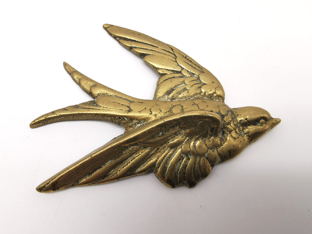 Vintage Brass Flying Swallows Wall Art – Mid-Century Graduated Birds Set of 3