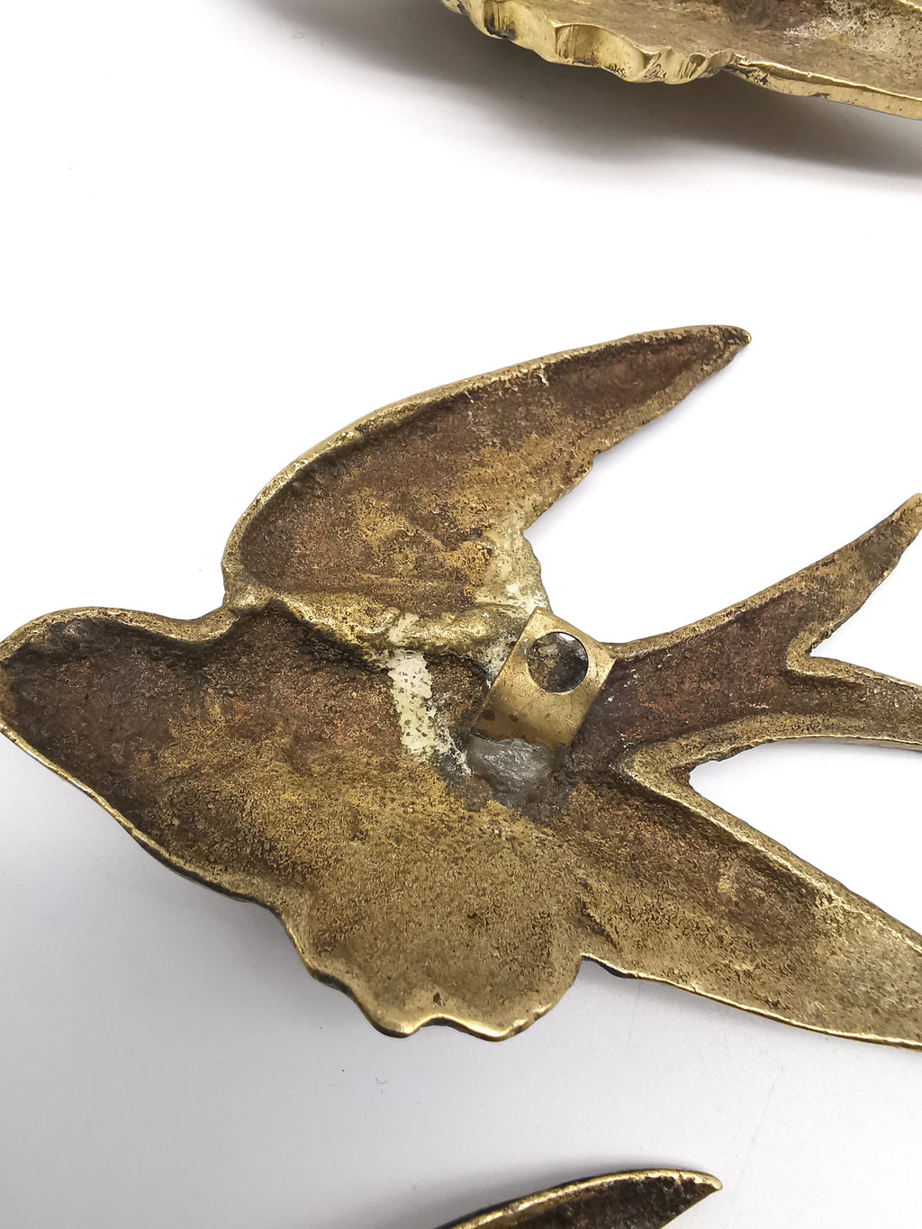 Vintage Brass Flying Swallows Wall Art – Mid-Century Graduated Birds Set of 3